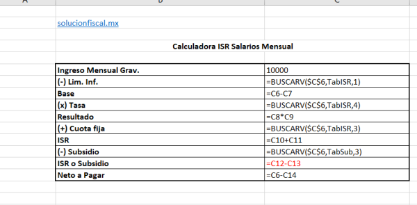 Formula Para Calcular El Isr Salarios En Excel Solución Fiscal 8507